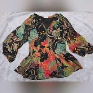 Calvin Klein Multicolor Floral Abstract V-Neck Women’s Top